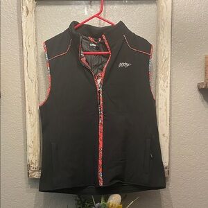 Hooey Packable Black Vest with Red Floral Accents